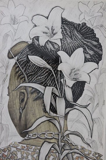 Gary Stephens, Annunciation braids, sunglasses and leopard dress