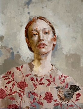 whispering bird oil on fabriano telo paper 65x50cm