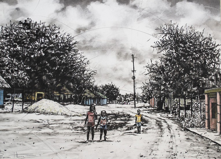 Phillemon Hlungwani, Hlenge, Ura and Kuxa
charcoal & soft pastel on cotton paper