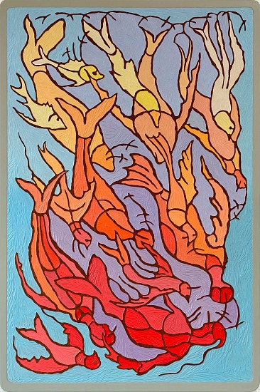 Guy Thesen, Shoaling Mermaids
acrylic on raised relief in supawood