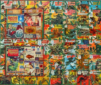 aidon westcott ephemeral combat tickets mixed media collage on canvas 100 x 120cm gkac