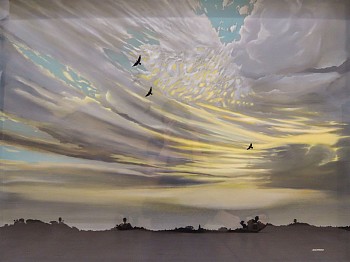 johann badenhorst dawn oil on board and glass 75 x 100 x 6cm gkac