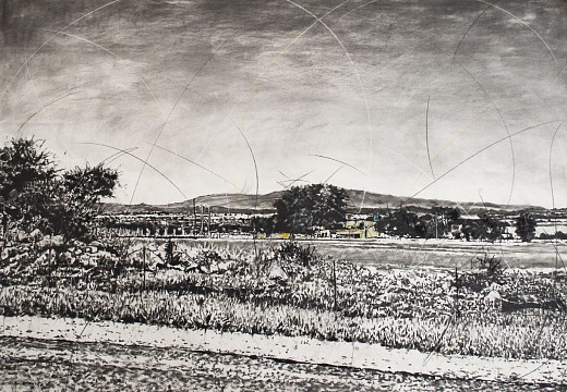 phillemon hlungwani tiko raka hina lero saseka iii our beautiful land iii charcoal and soft pastel on fabriano paper 107 x 151cm