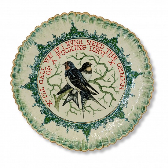 Francke Gretchen Crots, Insert Name Here
electric fired earthenware,underglaze,transparent glaze,gold lustre,M.O.P lustre, metallic gold on glaze paste