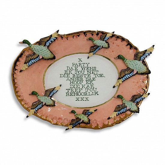 Francke Gretchen Crots, Finale Koebaai
electric fired earthenware,underglaze,transparent glaze,gold lustre,M.O.P lustre, metallic gold on glaze paste